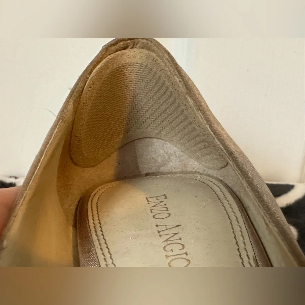 Enzo Angiolini Champagne Gold Peep Toe Heels Women’s Size 7M Designer Formal - Picture 9 of 13